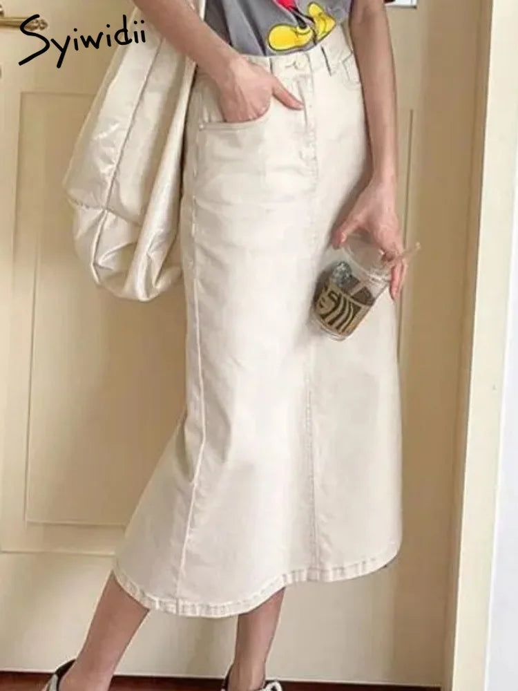 Denim Long Skirts  A Line