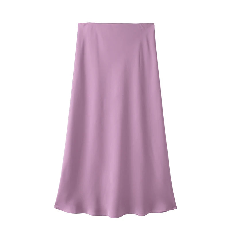 Satin Skirt  High Waist Elegant Long Skirts