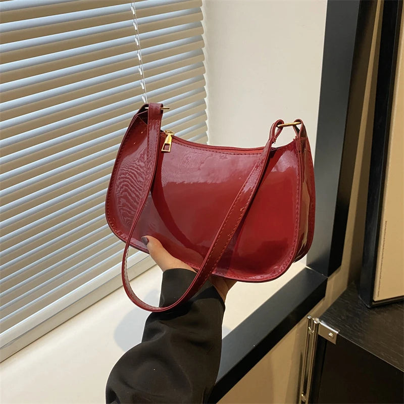 Retro Solid Color Leather Shoulder Underarm Bag