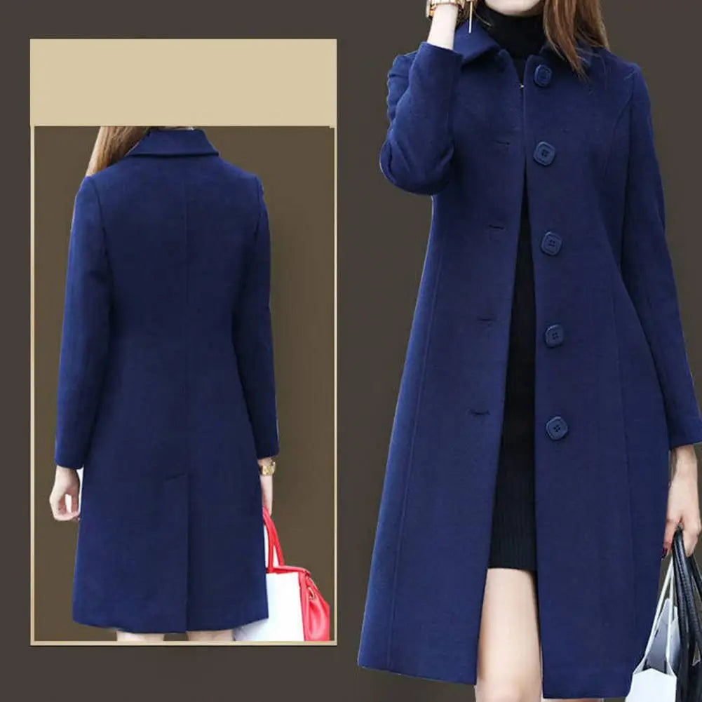 S-4XL Coat Mid-Length Single-Breasted Solid Color