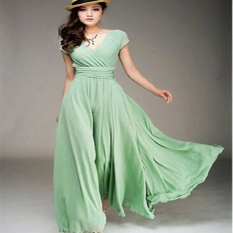Short-Sleeved Chiffon Evening Dress, Party Dress,