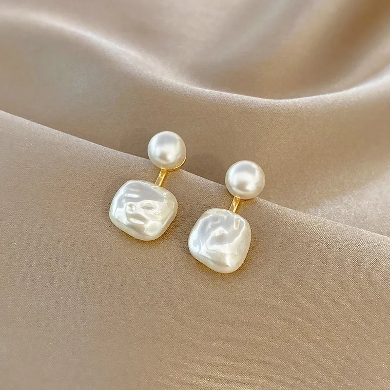 Classic Elegant Imitation Double Pearl Dangle Earrings