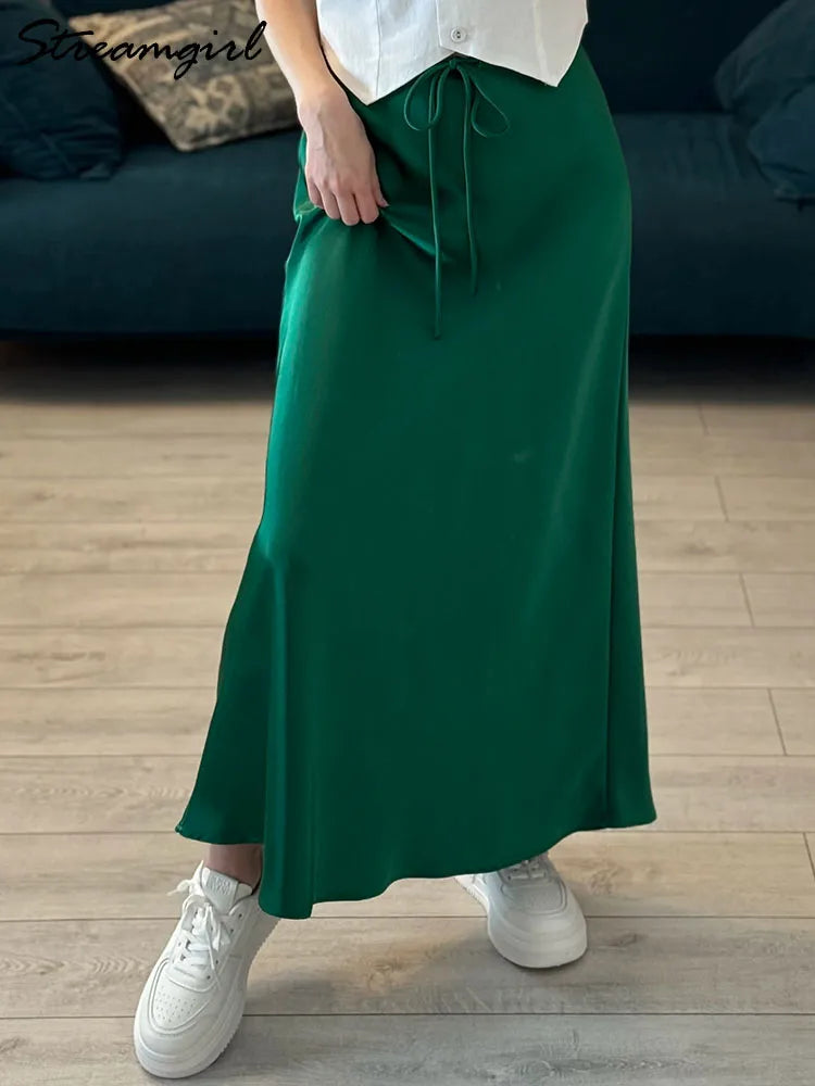 Satin Straight Maxi Skirt