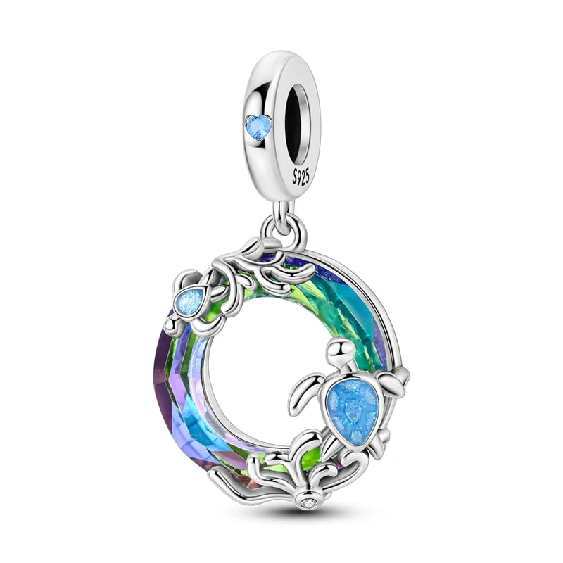 925 Silver Charms Colorful Pendants Charm Bracelet