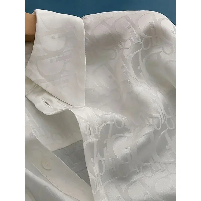 Lightweight Silk Slip-on Style Subtle Letter Printed