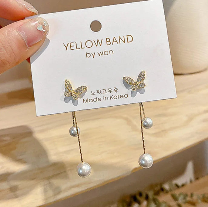 Classic Elegant Imitation Double Pearl Dangle Earrings