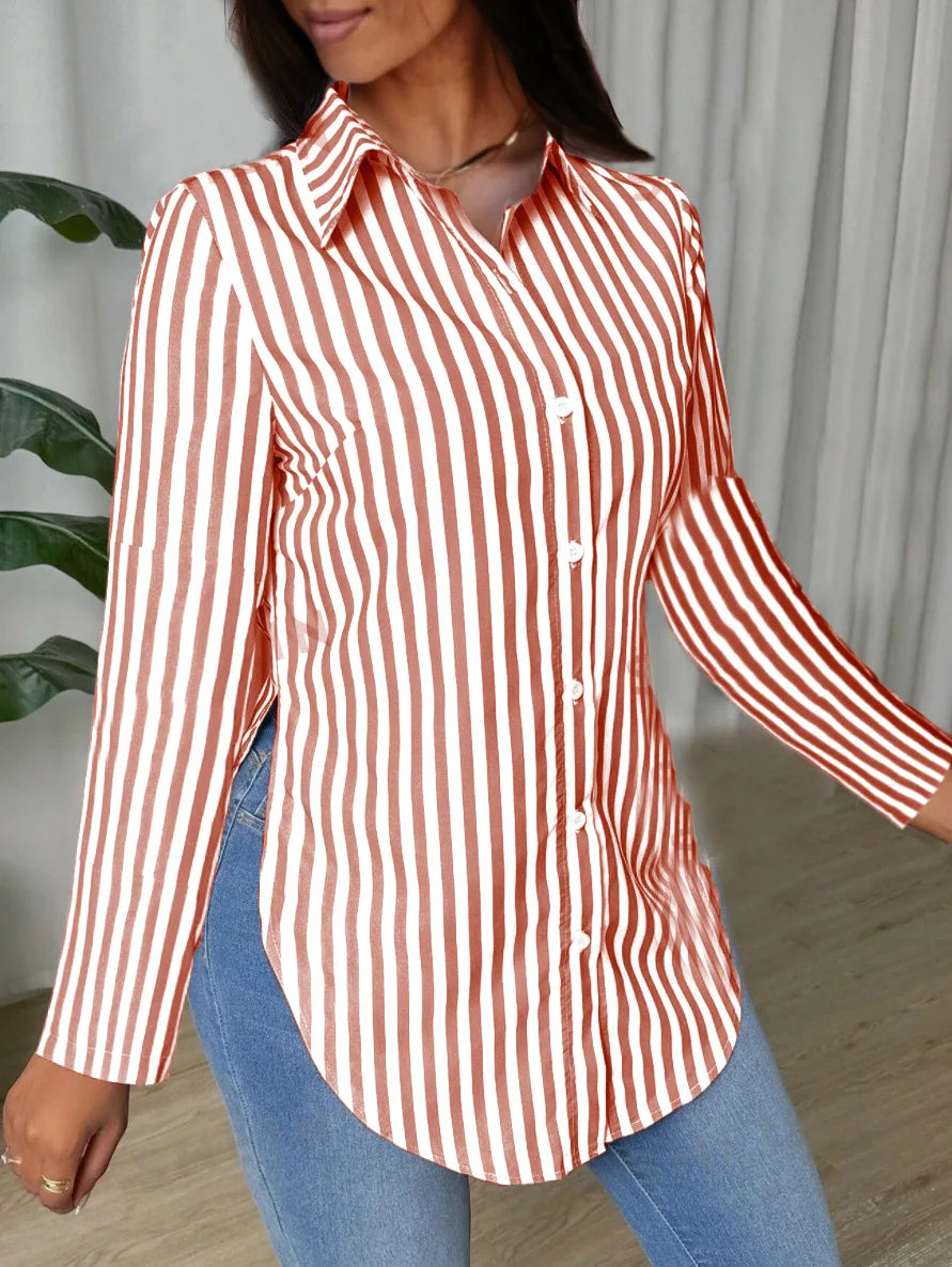 Long Sleeve Stripe Blouse Shirt