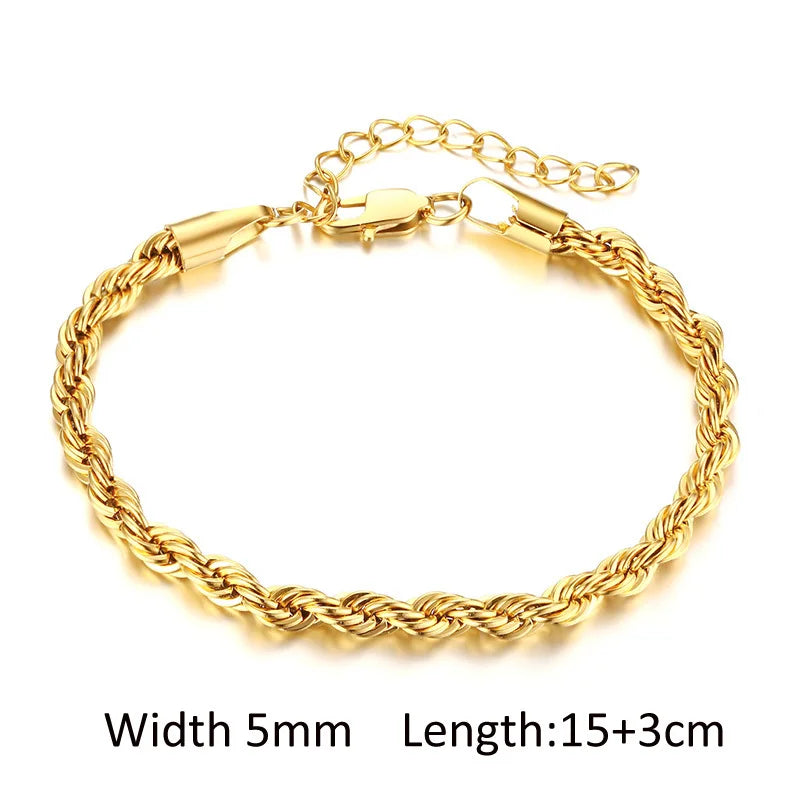 Gold Plated Layering Bracelets Wristband Waterproof Jewelry