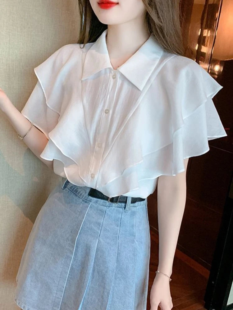 Cute Button Up Blouse White
