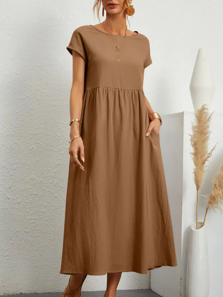 Maxi Dress Short Sleeve O Neck