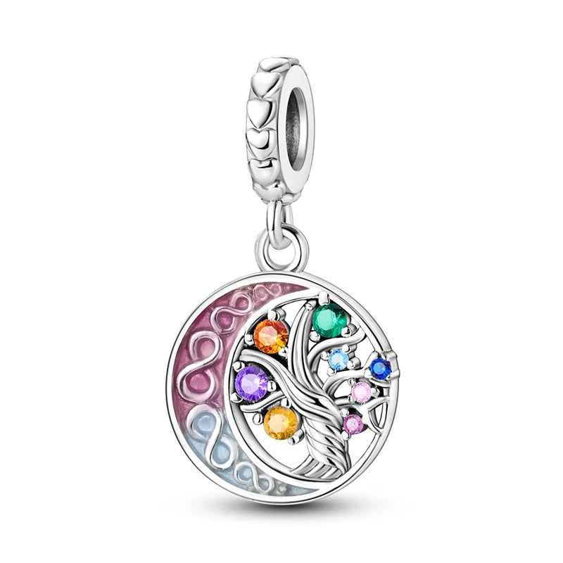 925 Silver Charms Colorful Pendants Charm Bracelet