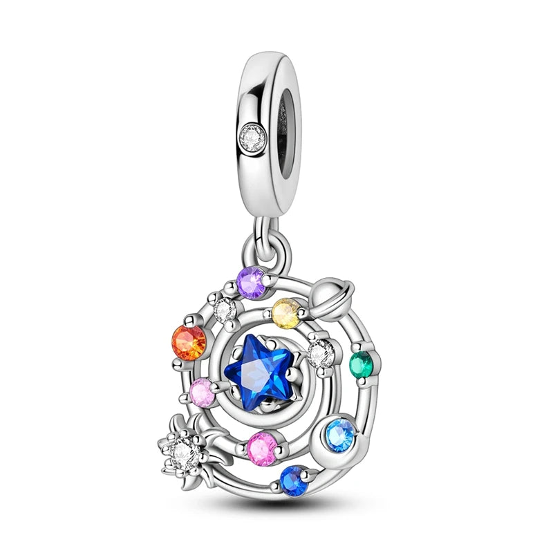 925 Silver Charms Colorful Pendants Charm Bracelet