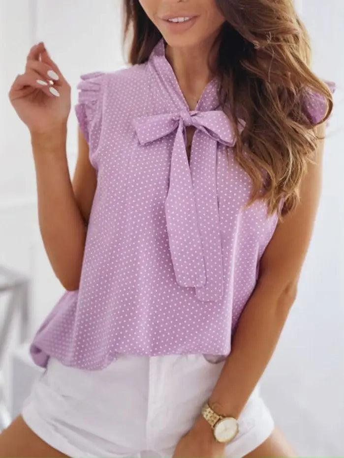 Ruffles Sleeveless Polka Pot  Blouse