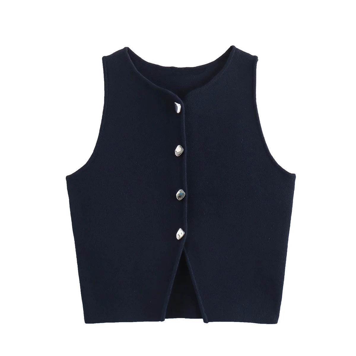 Knit Button CropTop Vest Tank