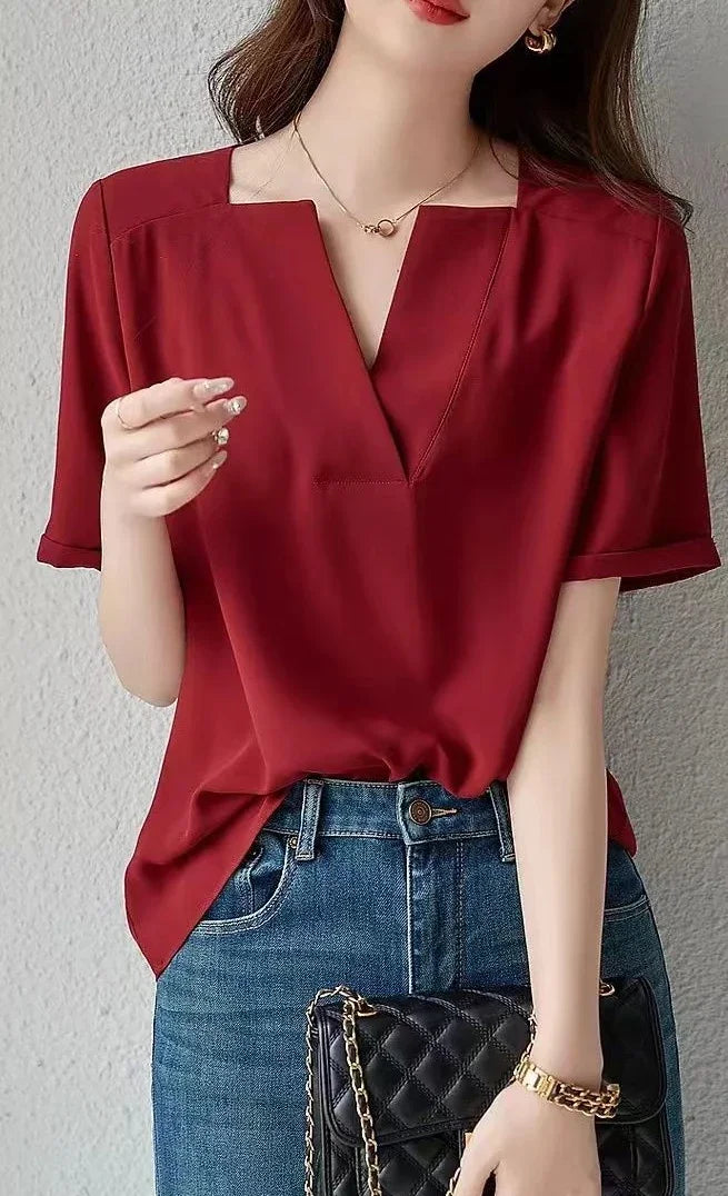 Women Chiffon With Short Sleeve