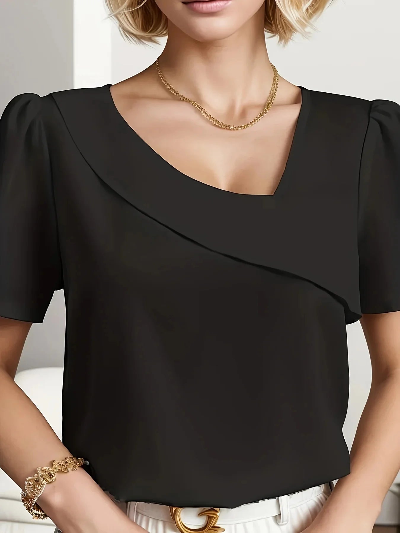 Plus Size Short Sleeve Blouse