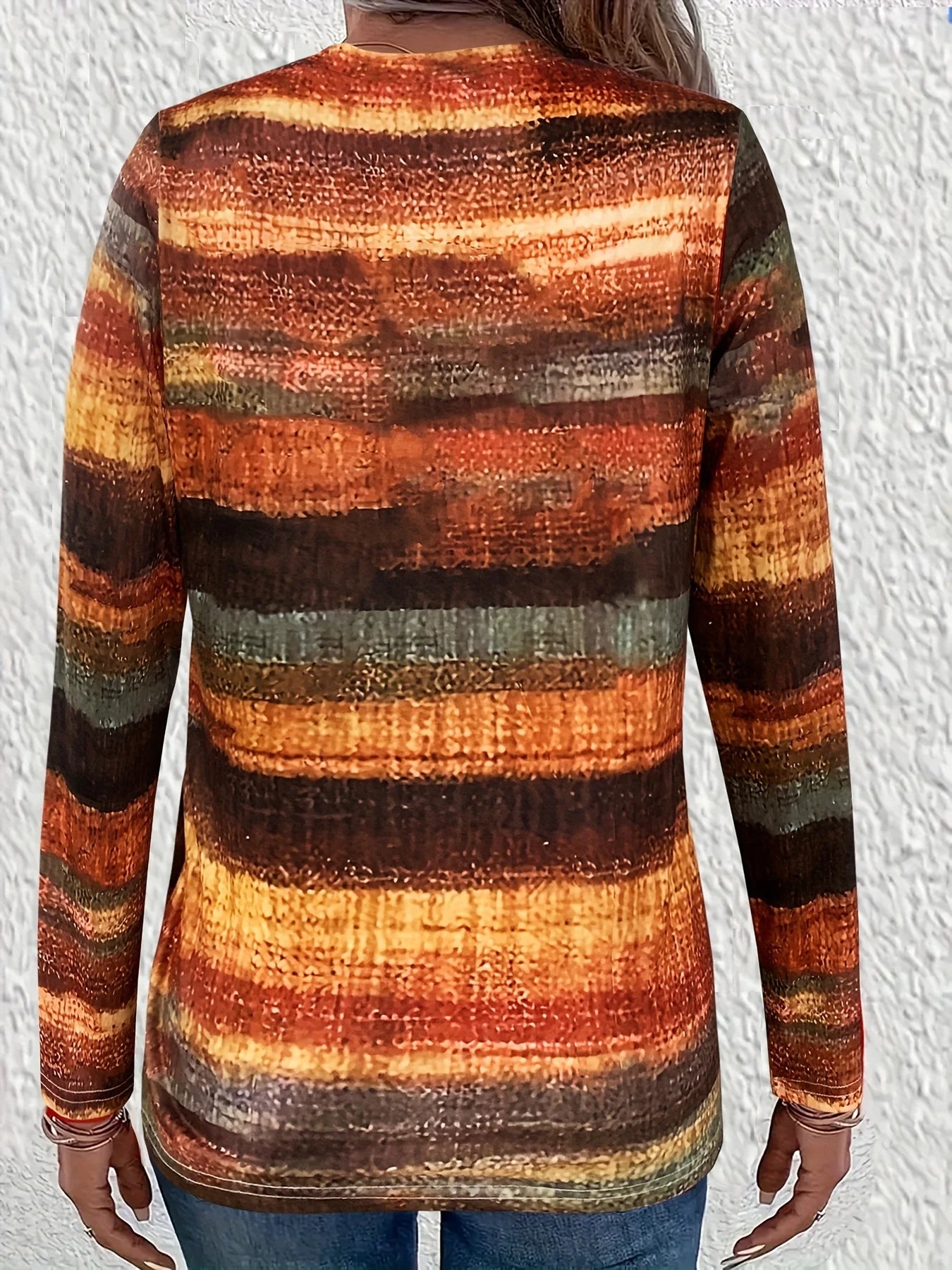 Long - Sleeve Striped T - Inspired Color Block
