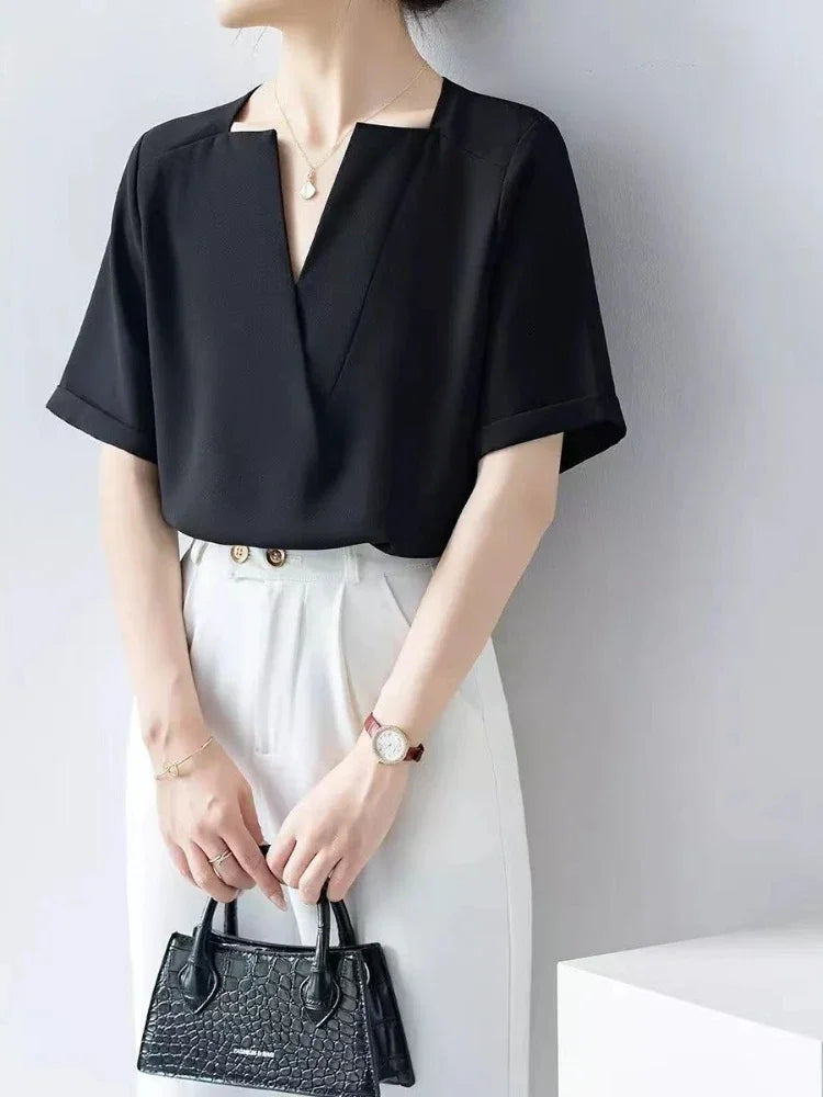 Women Chiffon With Short Sleeve