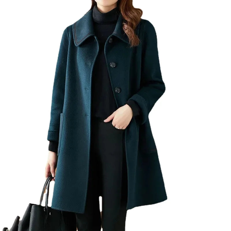 Wool Coat  Loose Mid-length Double-side