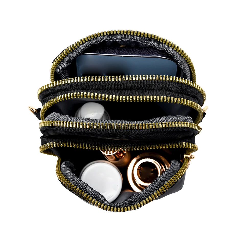Multi-purpose  multi-layer zipper neck, shoulder phone bag