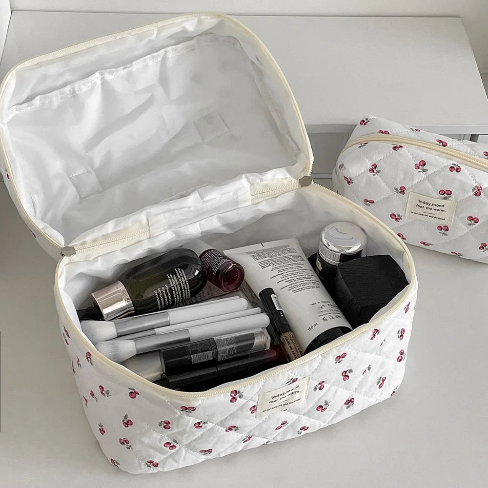 Cherry Tote Cosmetic Toiletry 3 PIECES