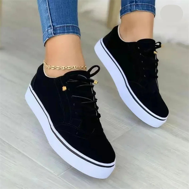Round Toe Lace-up Walking Versatile Comfortable