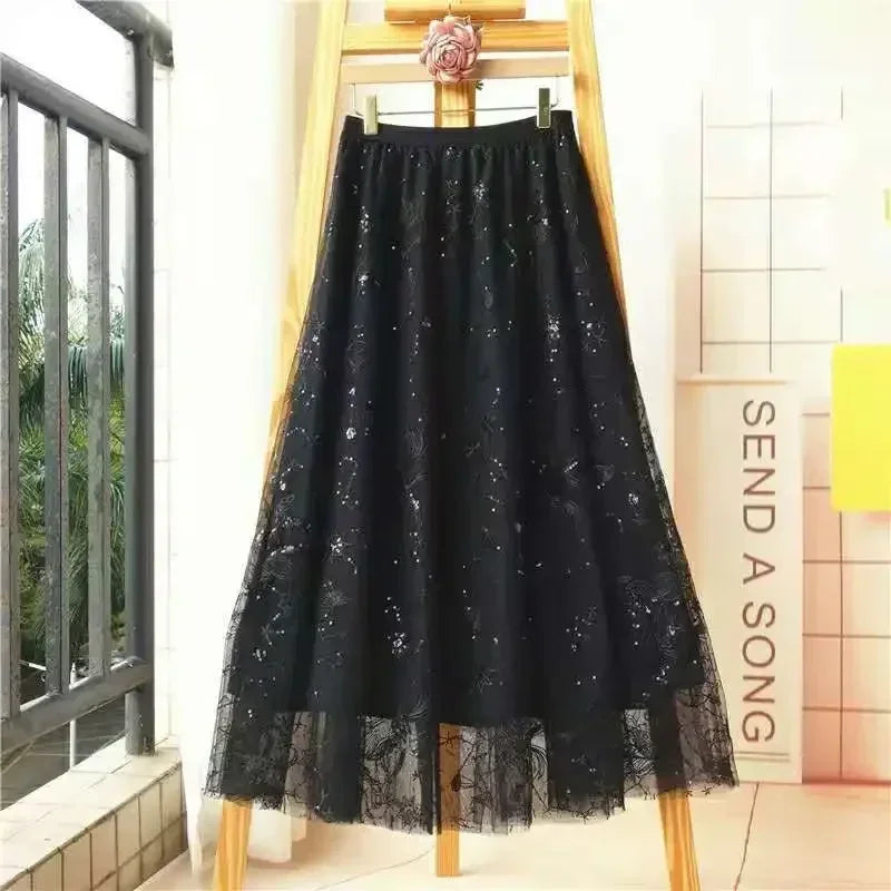 Casual Summer Embroidery Long Skirt