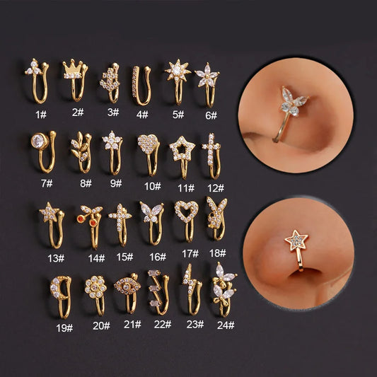 Fake Piercing Clip Nose Ring Cuff Body Jewelry
