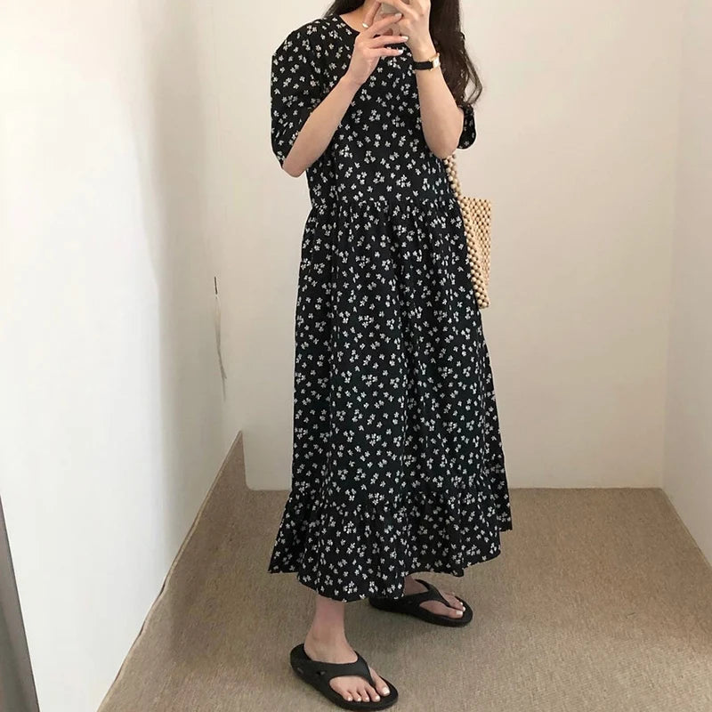 Floral Dress Lady Versatile Holiday Long Dress