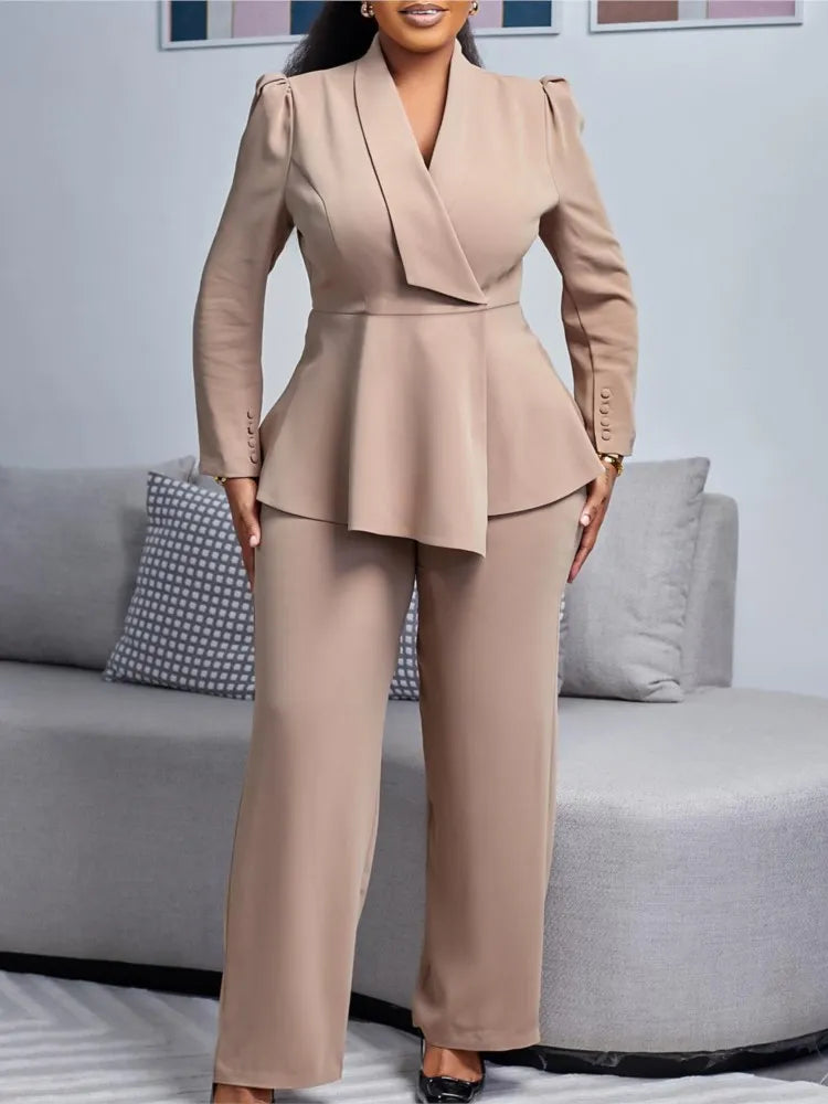 Two Pieces Set Long Sleeves High Waist Trousers