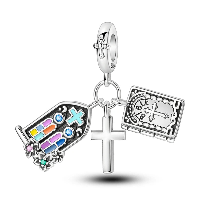 925 Silver Charms Colorful Pendants Charm Bracelet