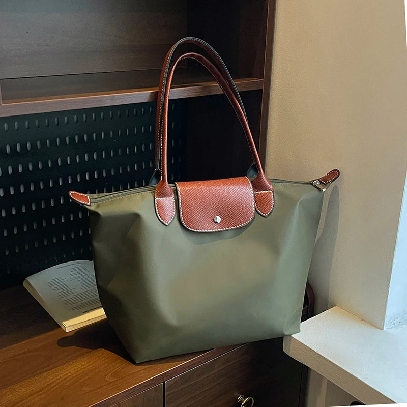 Solid Color Large Capacity Bag Magnetic Snap