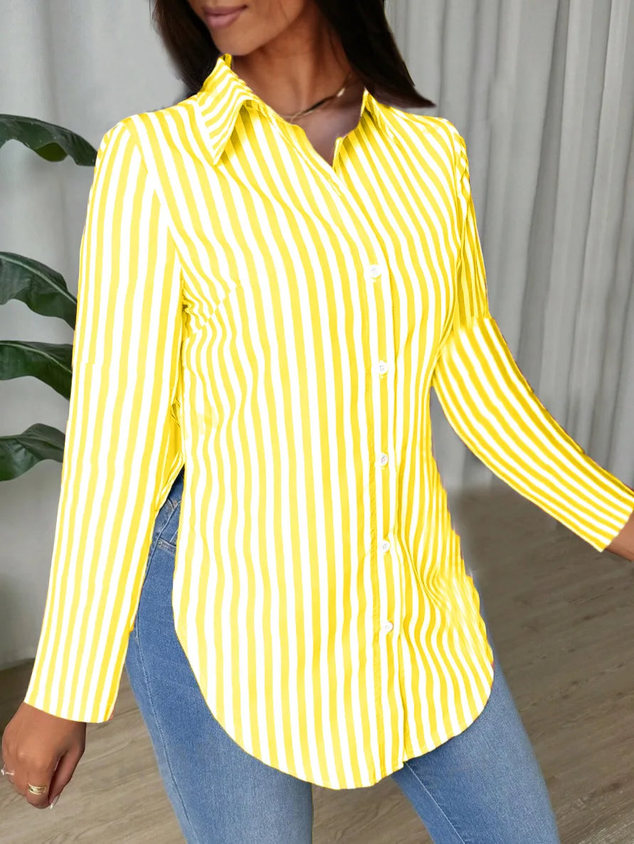Long Sleeve Stripe Blouse Shirt