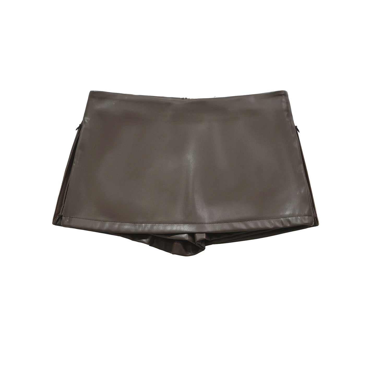 Low Rise Skirts Split Leather Skirt With Shorts