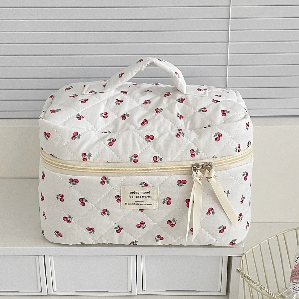 Cherry Tote Cosmetic Toiletry 3 PIECES