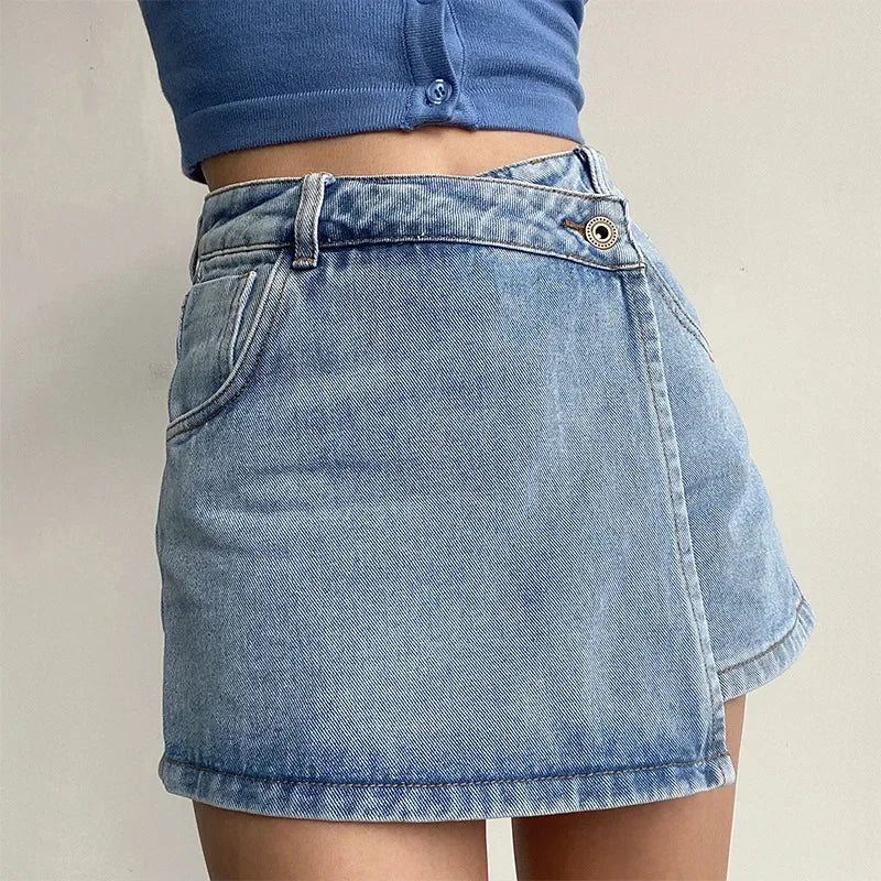 High-waisted Slimming Denim Skirt  A- line Shorts