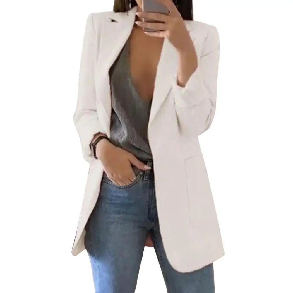 Solid Color Suit Jacket Women Long Sleeve