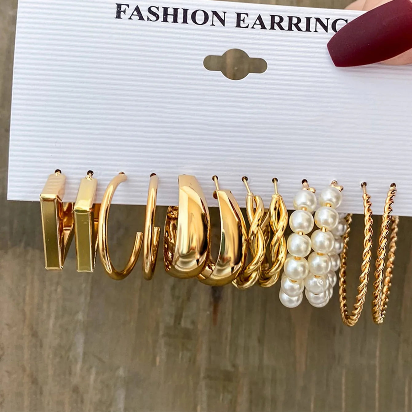 Circle Hoop Earring Gold Color Pearl Earring