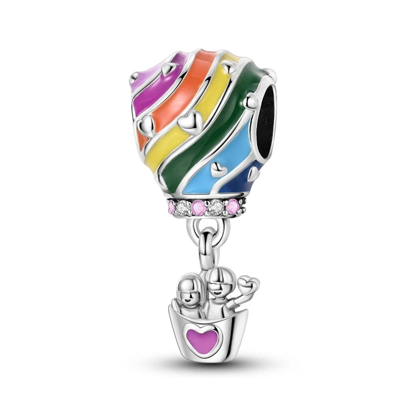 925 Silver Charms Colorful Pendants Charm Bracelet