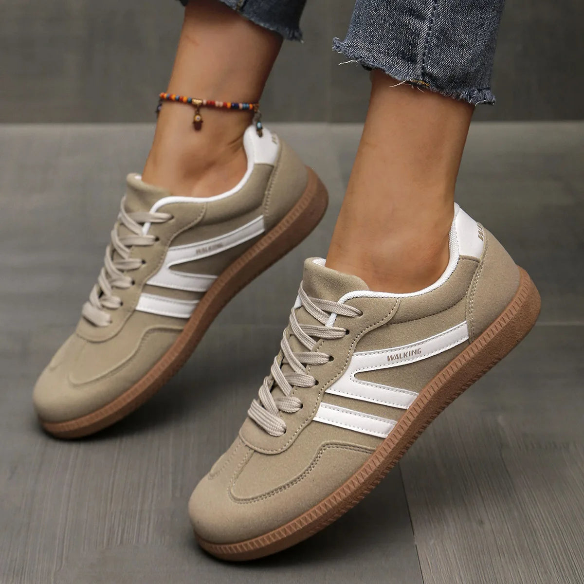 Sneakers Fashion Flat Heel  Leather Casual Shoes