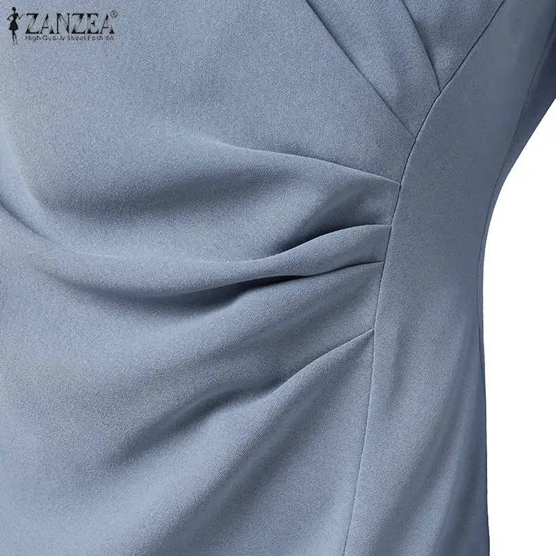 Sexy Solid Color Knee Length  3/4 Sleeve V-Neck