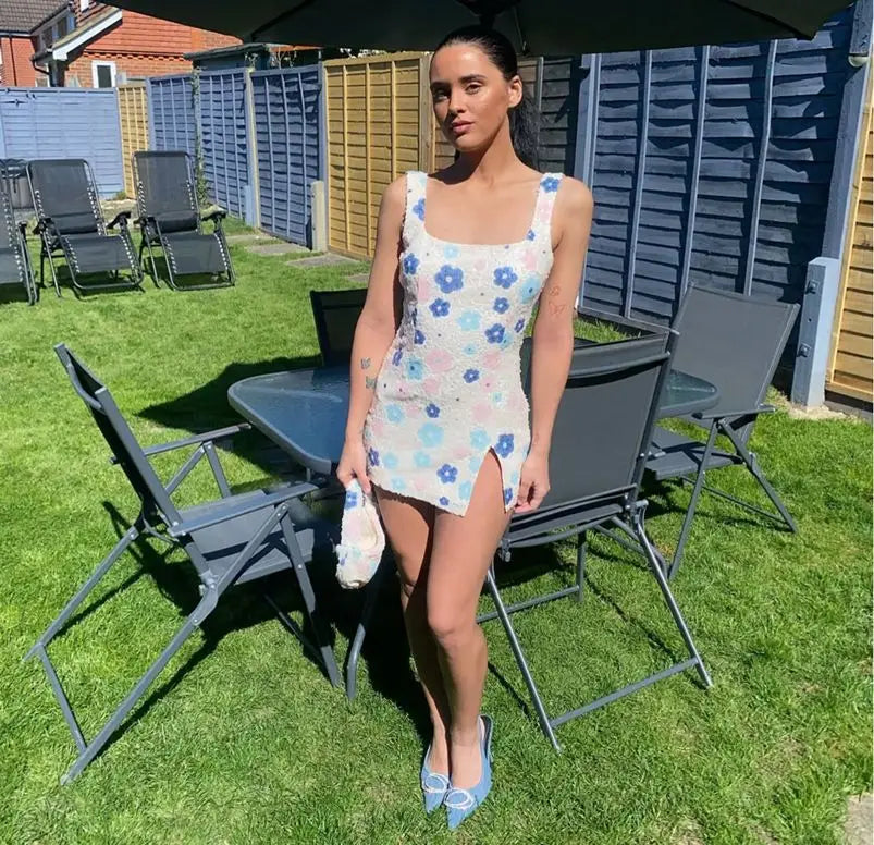 Rhombus Sequins Mini Dress