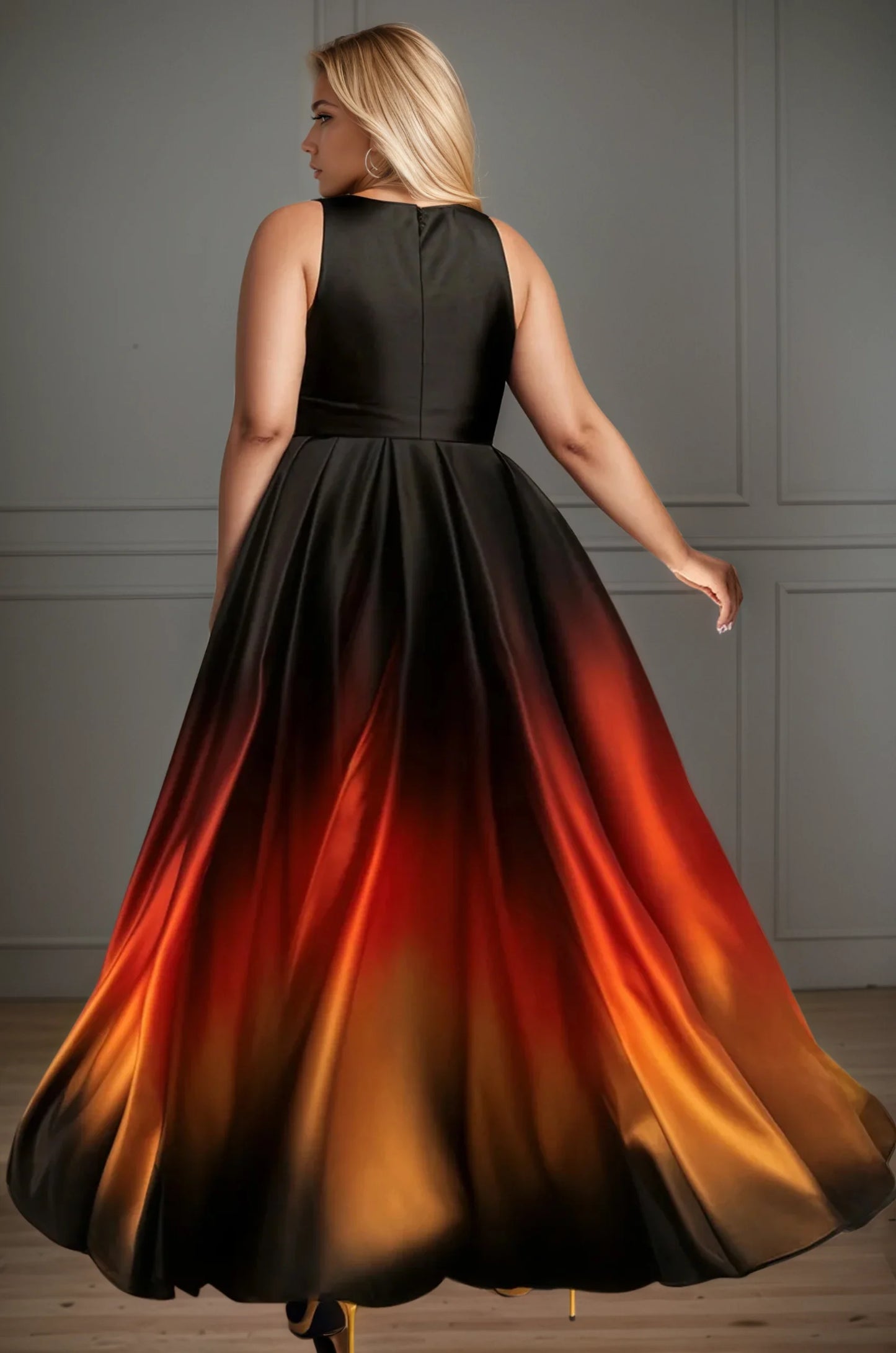 Plus Size Gradient Elegant Evening Dress