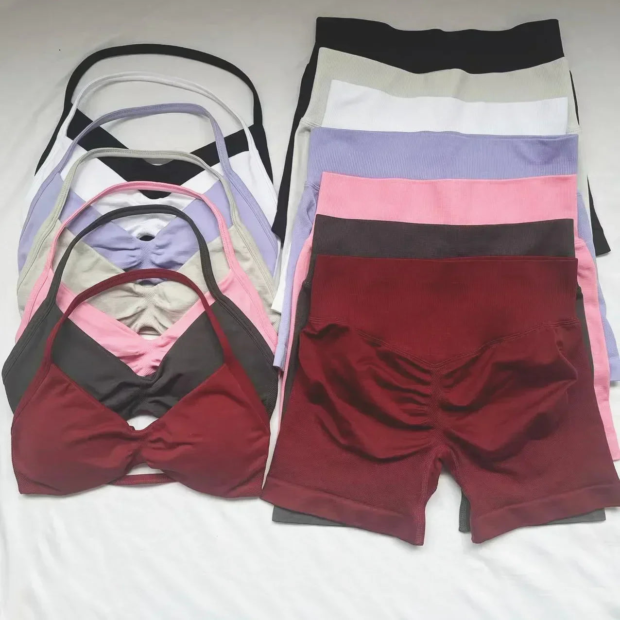 2 Piece Strappy Yoga Bra Top  Shorts Fitness