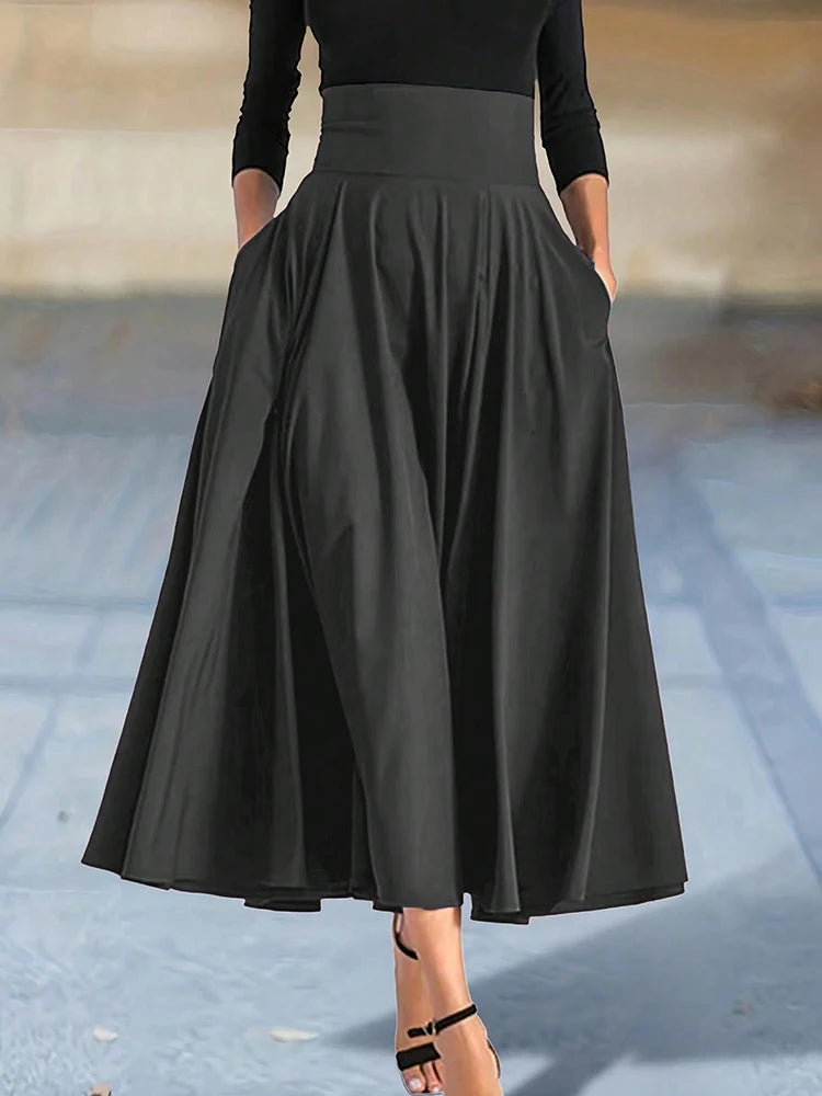 Solid Color A-line Skirts With Bow