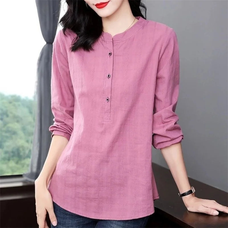 Casual Long Sleeve Stand Collar Tops