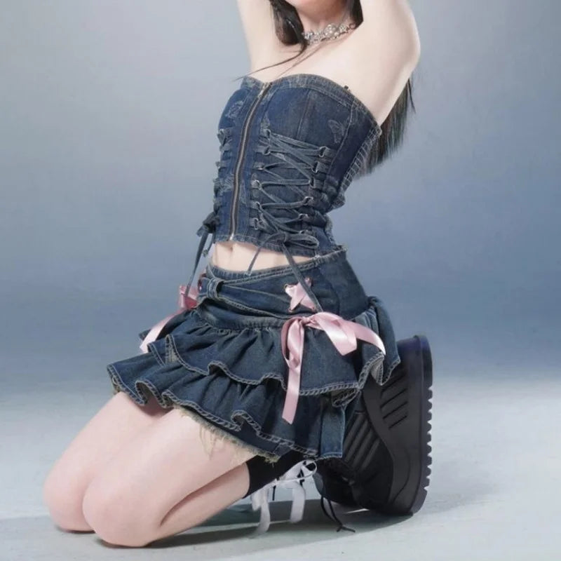 Pleated  A-line Short Skirt Built in Shorts