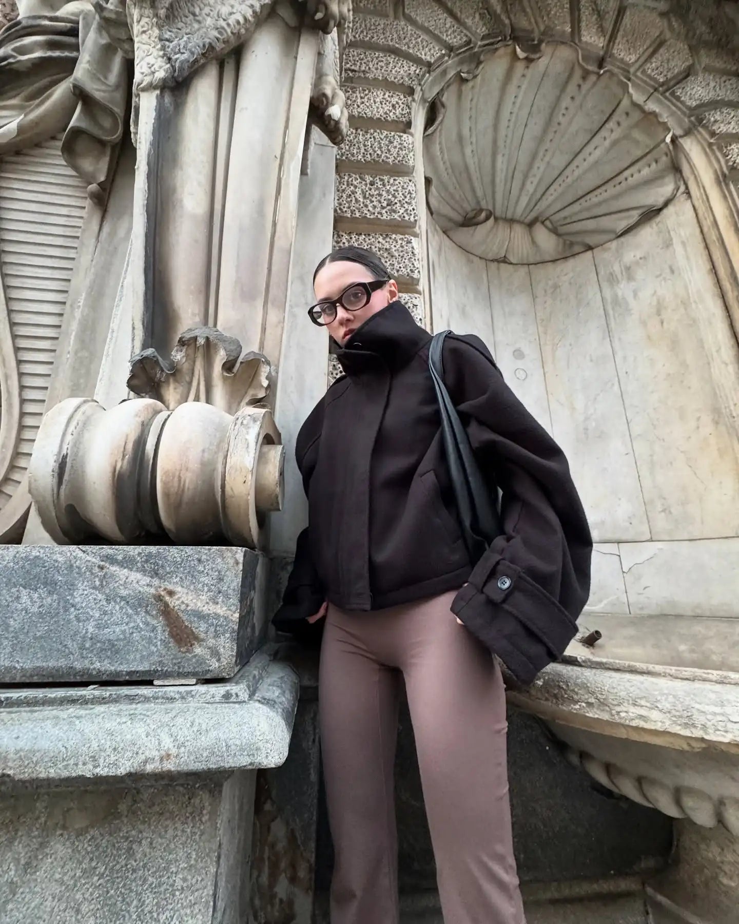 Full Sleeve Single Breasted Stand Collar Short Coats