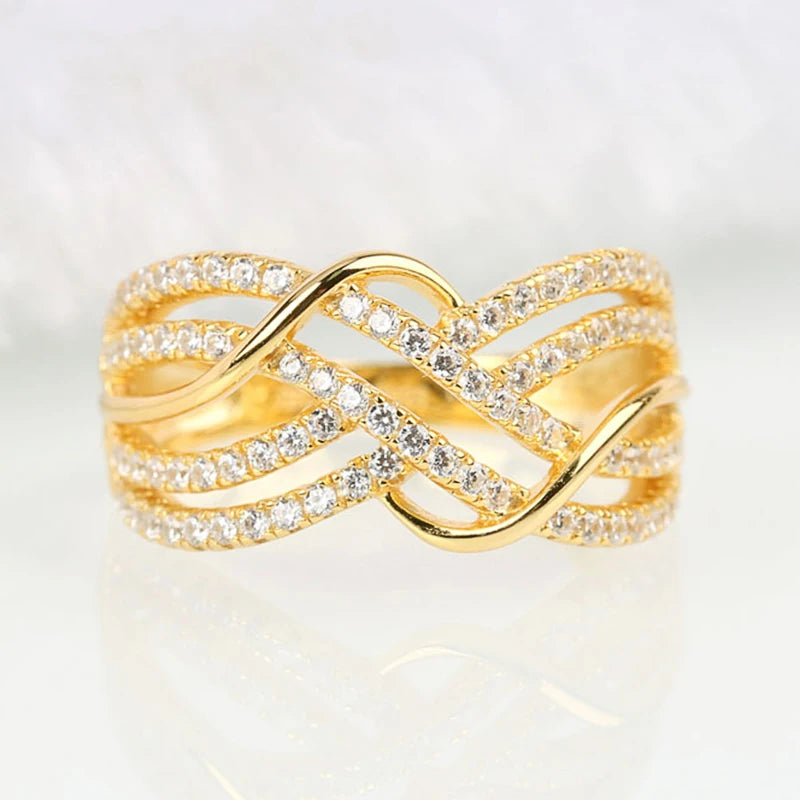 Hot Trendy Cross Rings Women Dazzling CZ