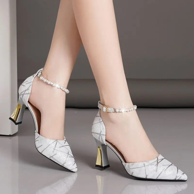 Beads Pumps Pointed Tip Women's High Heels